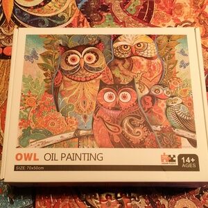 Wonderful 1000 Piece Colorful "Oil Painting" Owl Puzzle 70cm x 50cm